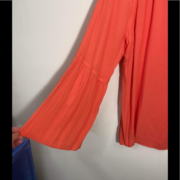 Banana Republic Women's Size XL Orange Blouse Top Flare Sleeve - Picture 3 of 7
